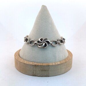 Lagos 925 Sterling Silver Caviar Link Bracelet 7” Knot Centerpiece Estate